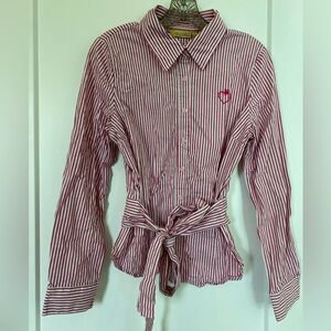 Vera Wang Pink and White Striped Button-Down Shirt